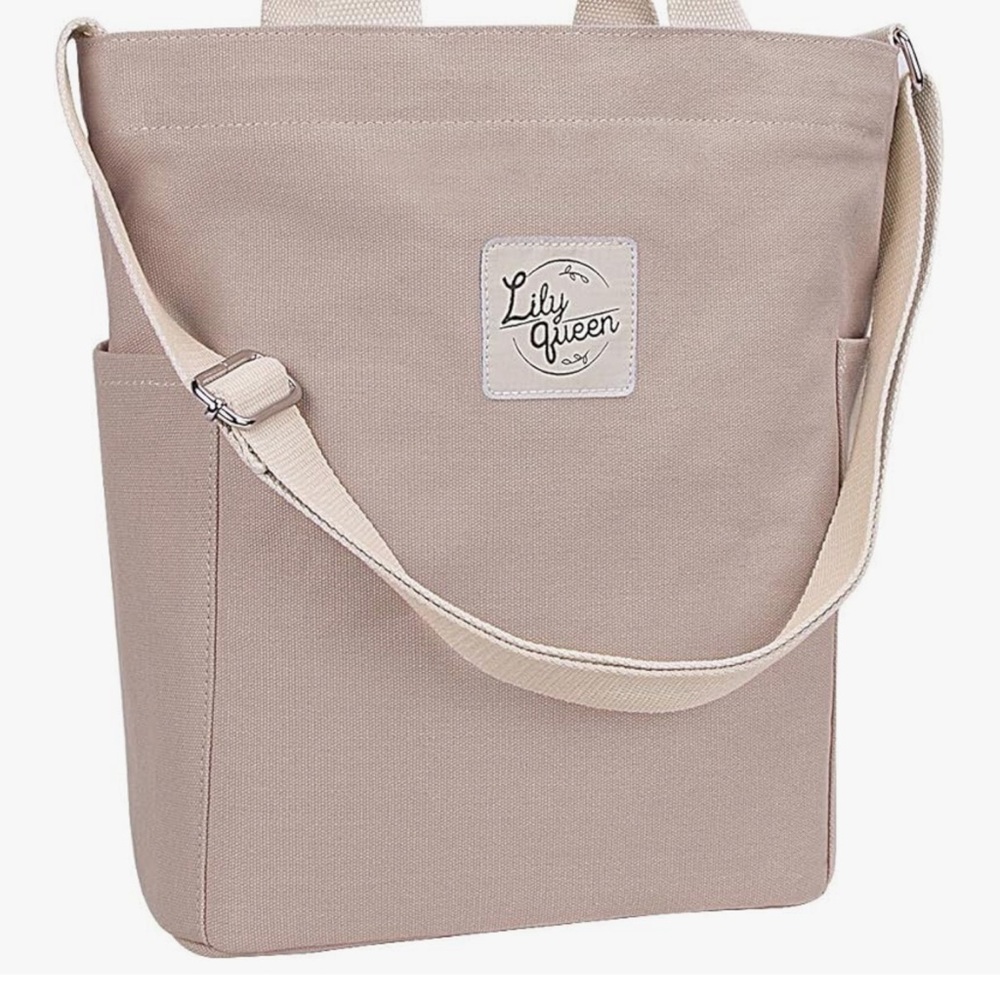 Lily Queen Taupe Canvas Tote Bag